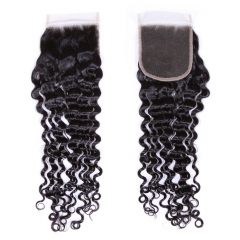 XYS Hot Selling Deep Wave Closure 100% Unprocessed Virgin Human Hair Extensions