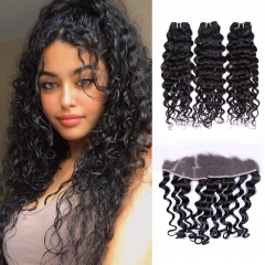 XYS Hot Selling Italian Wave Closure 100% Unprocessed Virgin Human Hair Extensions