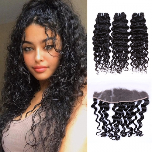 XYS Hot Selling Italian Wave Closure 100% Unprocessed Virgin Human Hair Extensions